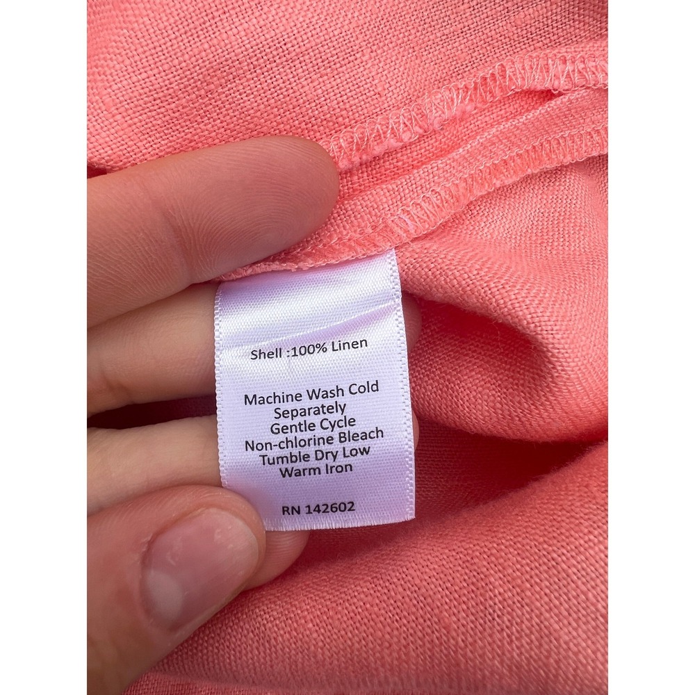 Sail to Sable Coral Pink Linen Sleeveless Tunic Shift Sun Dress Cover Cruise S - Picture 6 of 10
